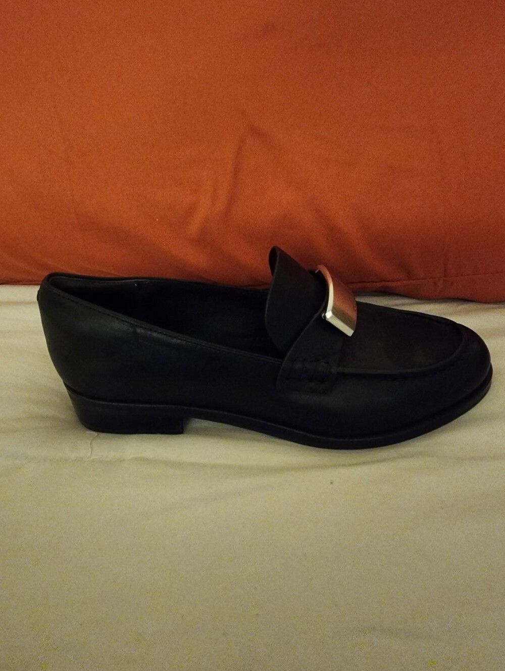rag & bone Black Leather Loafer with Metal Bar